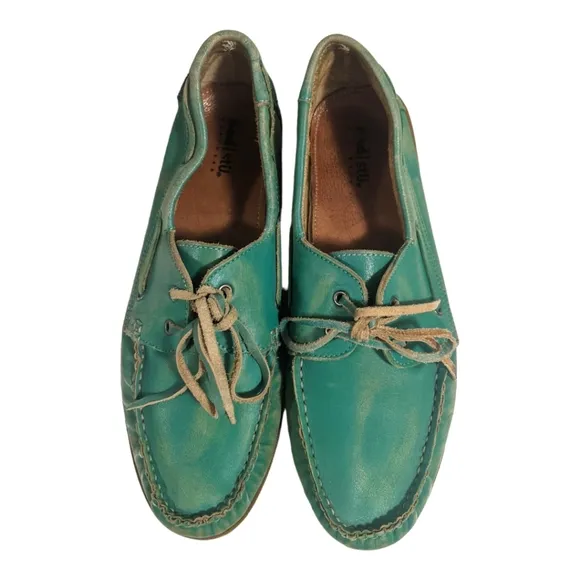 Bed Stu Blue Green Boat Shoe, 11