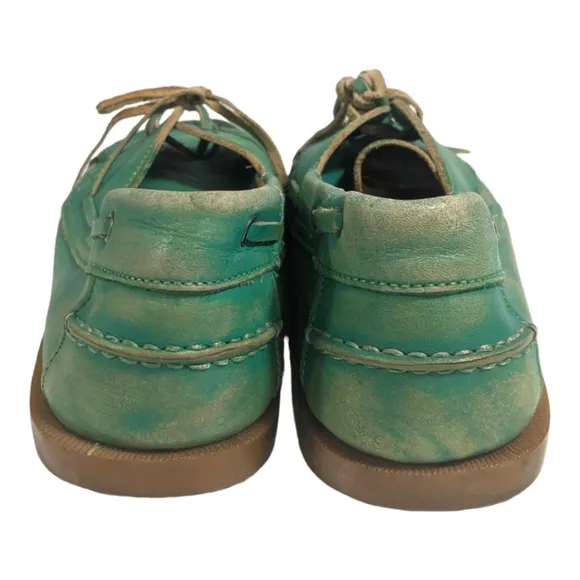Bed Stu Blue Green Boat Shoe, 11