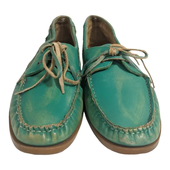 Bed Stu Blue Green Boat Shoe, 11