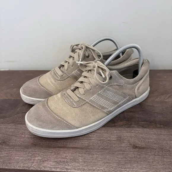 BED STU Catfish Distressed Sneaker Shoes Leather Canvas Tan Brown Size 9.5 Mens