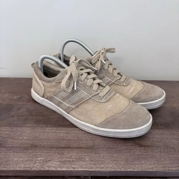 BED STU Catfish Distressed Sneaker Shoes Leather Canvas Tan Brown Size 9.5 Mens