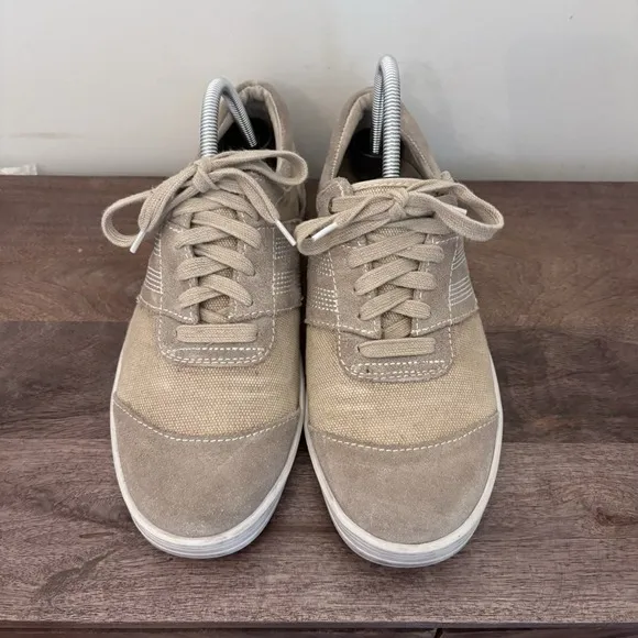 BED STU Catfish Distressed Sneaker Shoes Leather Canvas Tan Brown Size 9.5 Mens