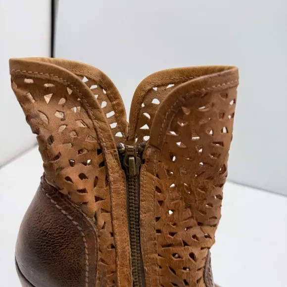 Bed Stu Irma Cutout Womens 11 Ankle Boots Leather Zipper Heeled Shoe Western Y2K