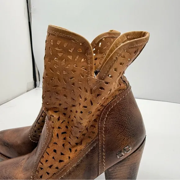 Bed Stu Irma Cutout Womens 11 Ankle Boots Leather Zipper Heeled Shoe Western Y2K
