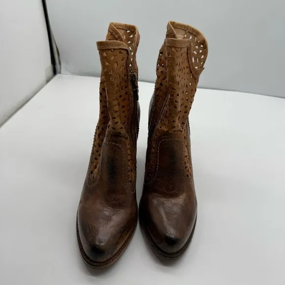 Bed Stu Irma Cutout Womens 11 Ankle Boots Leather Zipper Heeled Shoe Western Y2K