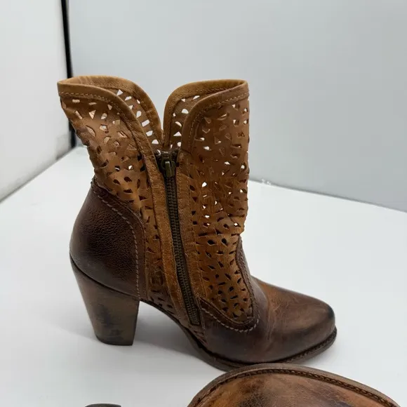 Bed Stu Irma Cutout Womens 11 Ankle Boots Leather Zipper Heeled Shoe Western Y2K