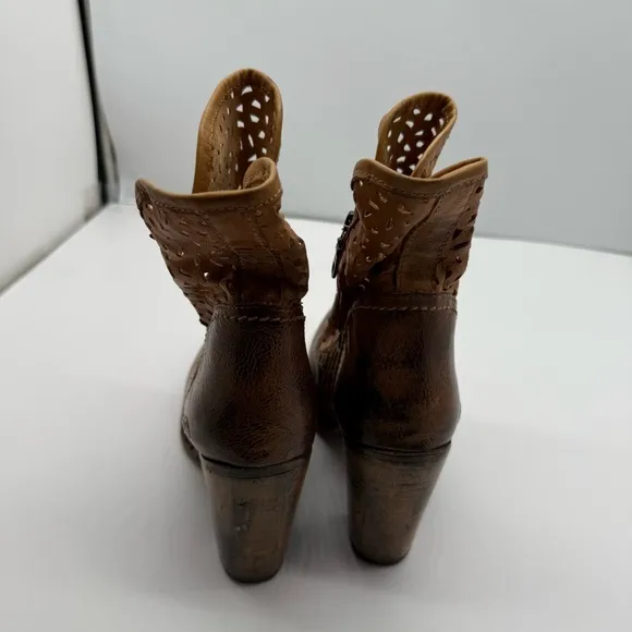 Bed Stu Irma Cutout Womens 11 Ankle Boots Leather Zipper Heeled Shoe Western Y2K