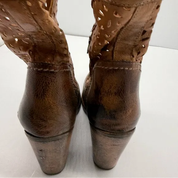 Bed Stu Irma Cutout Womens 11 Ankle Boots Leather Zipper Heeled Shoe Western Y2K