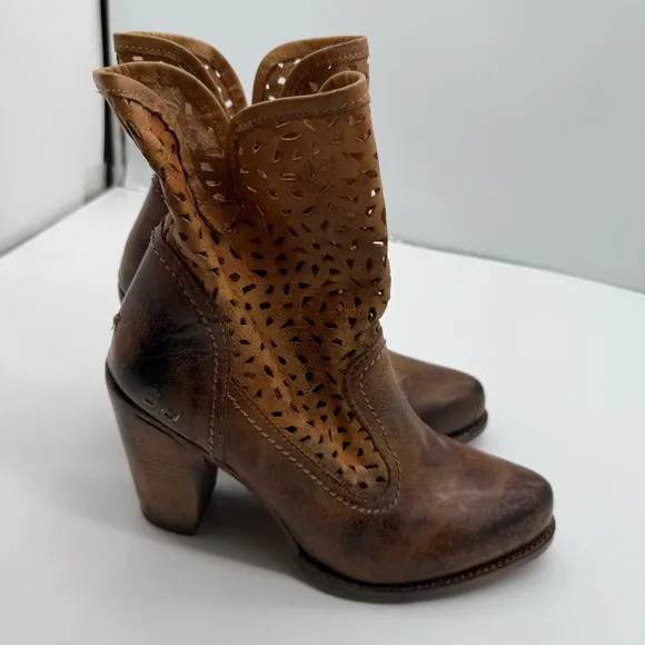 Bed Stu Irma Cutout Womens 11 Ankle Boots Leather Zipper Heeled Shoe Western Y2K