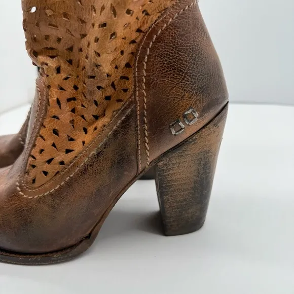 Bed Stu Irma Cutout Womens 11 Ankle Boots Leather Zipper Heeled Shoe Western Y2K