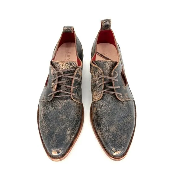 Bed Stu “Neftis” Cut Out Lace-Up Oxford Women’s Shoes in Black Lux Nectar – 8.5