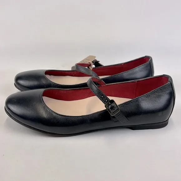 BED|STÜ Black Leather Shuffle III Flats Maryjane Vibram Womens Size 9