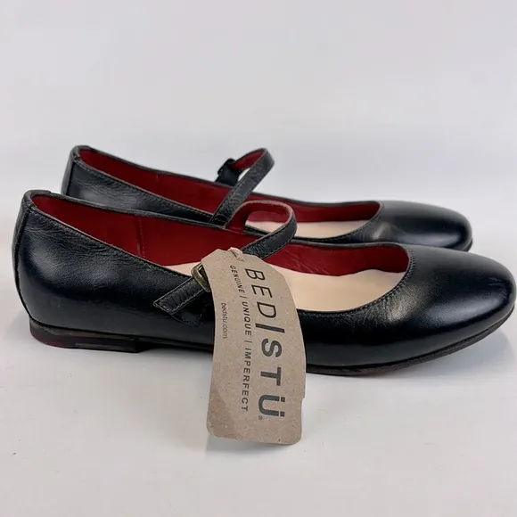 BED|STÜ Black Leather Shuffle III Flats Maryjane Vibram Womens Size 9