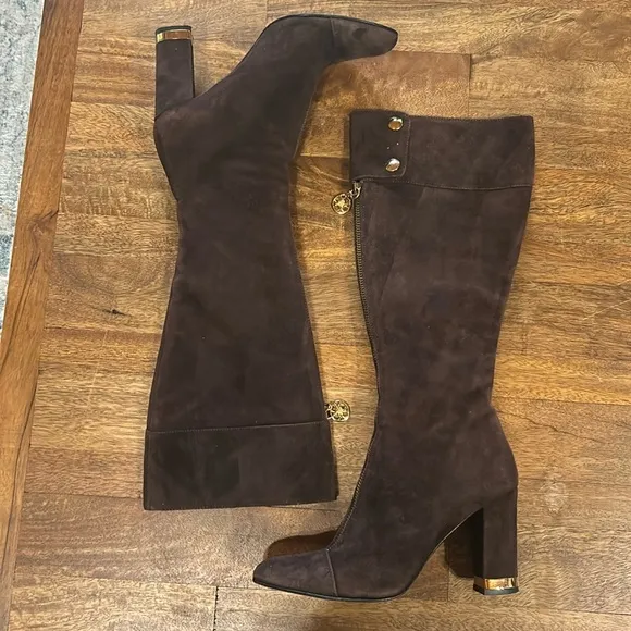 Bellofatto | Italian Made Brown Suede Heeled Riding Boots Women's Size 7.5