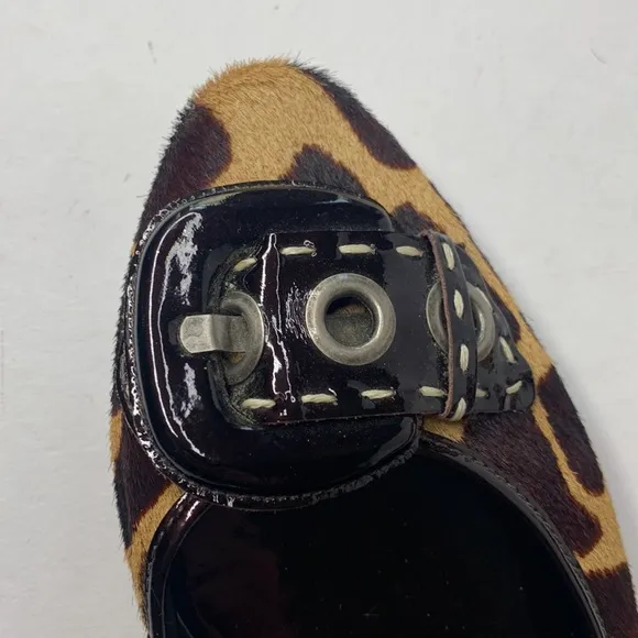 Bernardo cow hair black leather flats