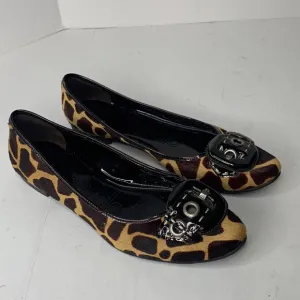 Bernardo cow hair black leather flats