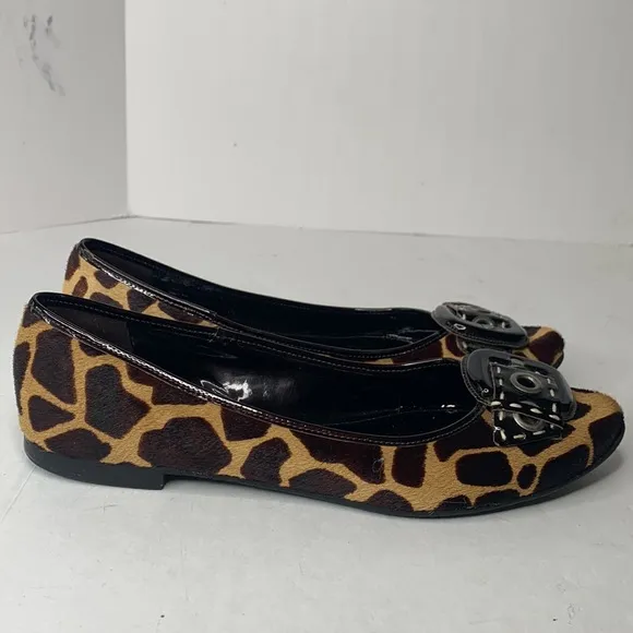 Bernardo cow hair black leather flats