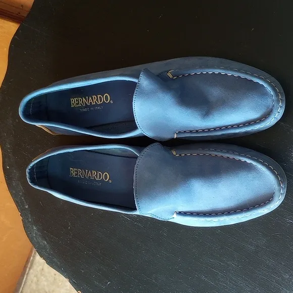 Bernardo, Size 10, Blue Suede Shoes, Moccasins, Made in Italy