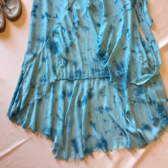 Beulah Anthropologie Boho Tie Dye Hi Lo Ruffle Detailing Wrap Skirt New