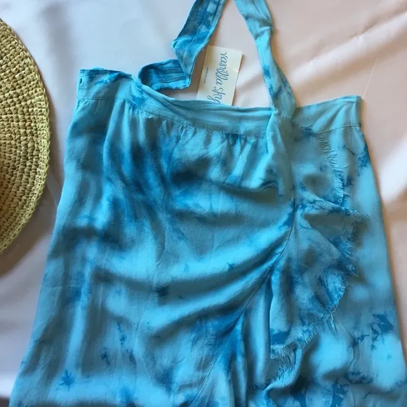 Beulah Anthropologie Boho Tie Dye Hi Lo Ruffle Detailing Wrap Skirt New