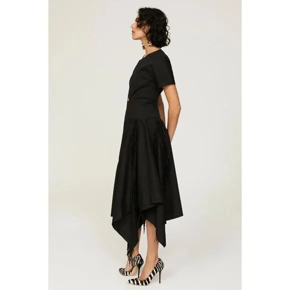 Bibhu Mohapatra Collective Cutout Fringe Dress in Black Womens Western Midi F