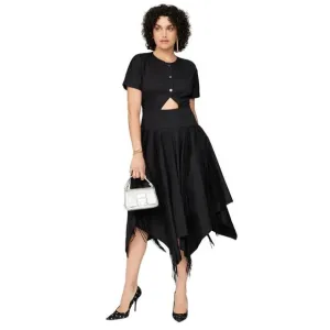 Bibhu Mohapatra Collective Cutout Fringe Dress in Black Womens Western Midi F