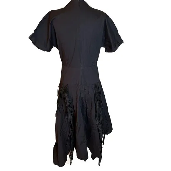 Bibhu Mohapatra Collective Cutout Fringe Dress in Black Womens Western Midi F