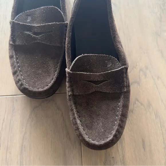 Big boys Tod’s Junior Gommino driving shoes brown  blue suede driving Mo…
