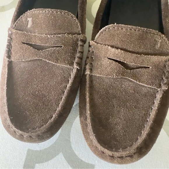 Big boys Tod’s Junior Gommino driving shoes brown  blue suede driving Mo…