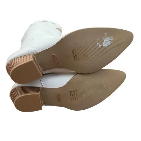 Billini Women’s Velma Ivory White &amp; Gold Heart Cowboy Cowgirl Western Boots Sz 9