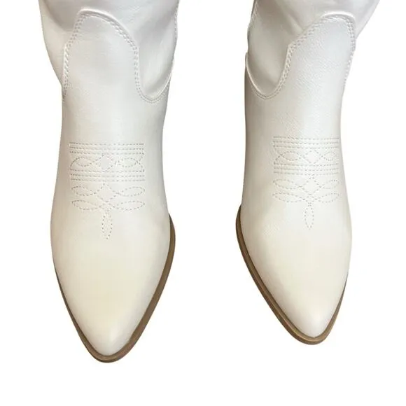 Billini Women’s Velma Ivory White &amp; Gold Heart Cowboy Cowgirl Western Boots Sz 9