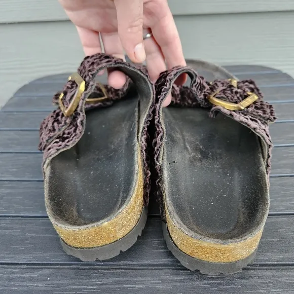 Birkenstock Arizona Persian Brown Velvet Textile Sandals Shoes 8.5-9 EU Size 39