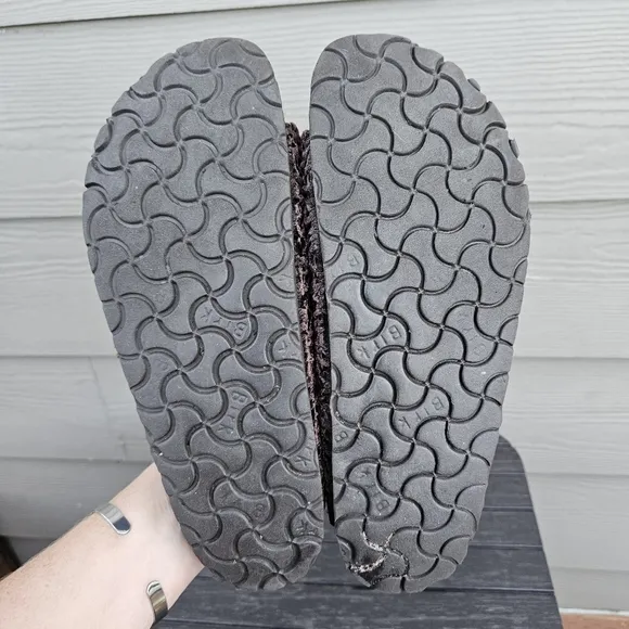 Birkenstock Arizona Persian Brown Velvet Textile Sandals Shoes 8.5-9 EU Size 39