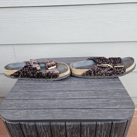 Birkenstock Arizona Persian Brown Velvet Textile Sandals Shoes 8.5-9 EU Size 39