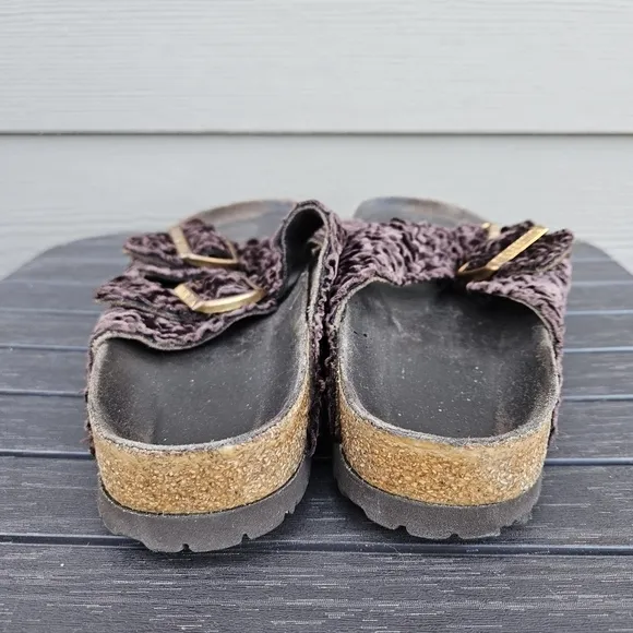 Birkenstock Arizona Persian Brown Velvet Textile Sandals Shoes 8.5-9 EU Size 39