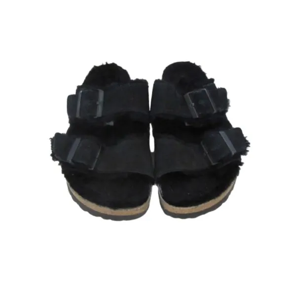 Birkenstock Arizona Shearling Lined Sandals Black Size 38 EU