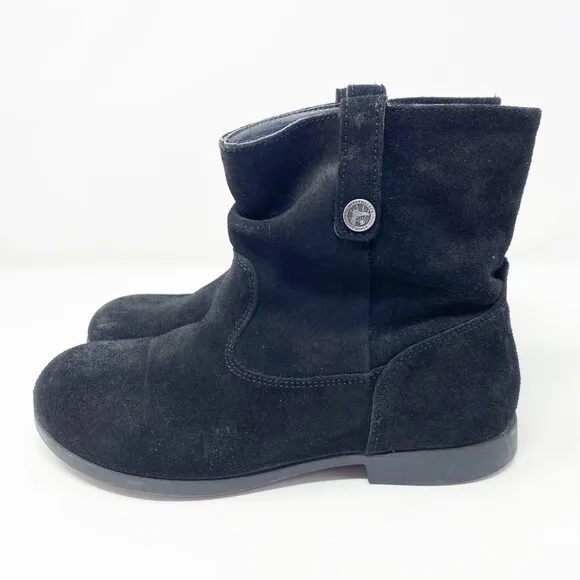 Birkenstock Black Suede Flat Ankle Boots Women's EU Size 38/US Size 7-7.5 EUC