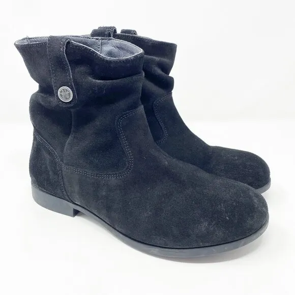 Birkenstock Black Suede Flat Ankle Boots Women's EU Size 38/US Size 7-7.5 EUC