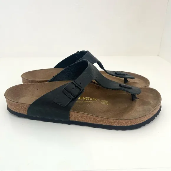 Birkenstock Gizeh Black Textured Birko Flor Thong Flip Flop Slip On Sandals 12