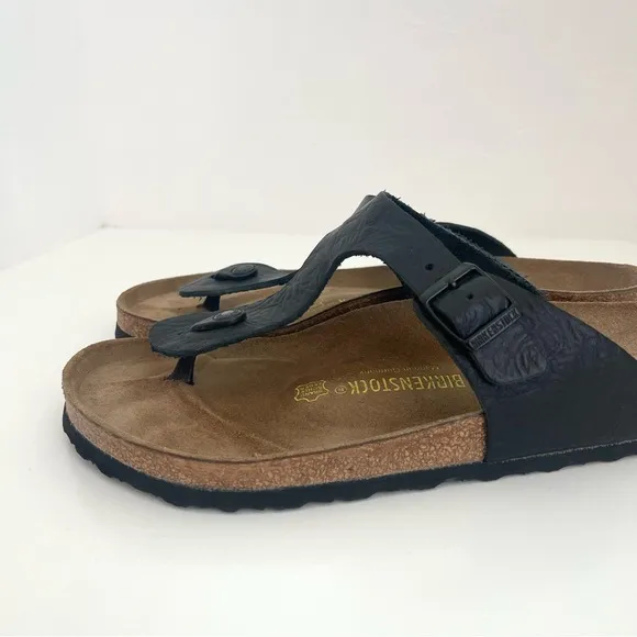 Birkenstock Gizeh Black Textured Birko Flor Thong Flip Flop Slip On Sandals 12