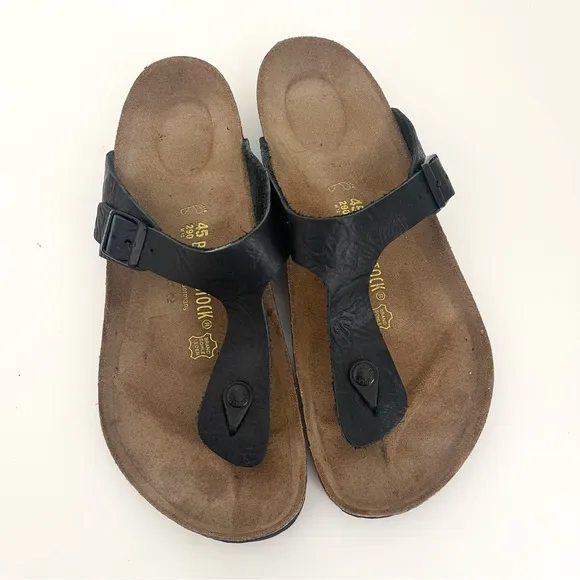 Birkenstock Gizeh Black Textured Birko Flor Thong Flip Flop Slip On Sandals 12