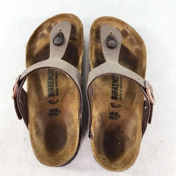 Birkenstock Gizeh Women's Thong Shoes Size 36 Brown Leather Flip-Flop Sandals