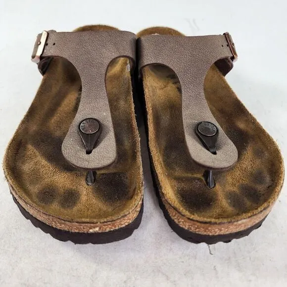 Birkenstock Gizeh Women's Thong Shoes Size 36 Brown Leather Flip-Flop Sandals