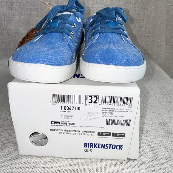 Birkenstock Kids Arran Canvas Sneaker Shoes Blue Size EU 32 (US L1)