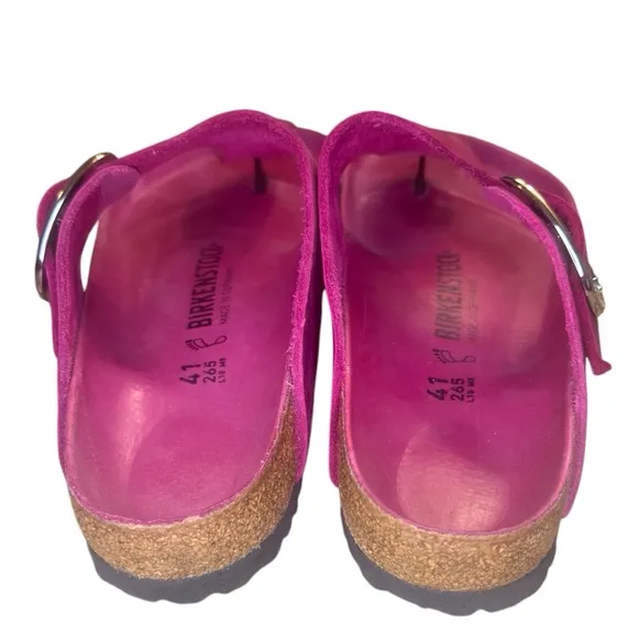 Birkenstock New w/out Box Gizeh Big Buckle Festival Fuchsia Oiled Leather Sz 41