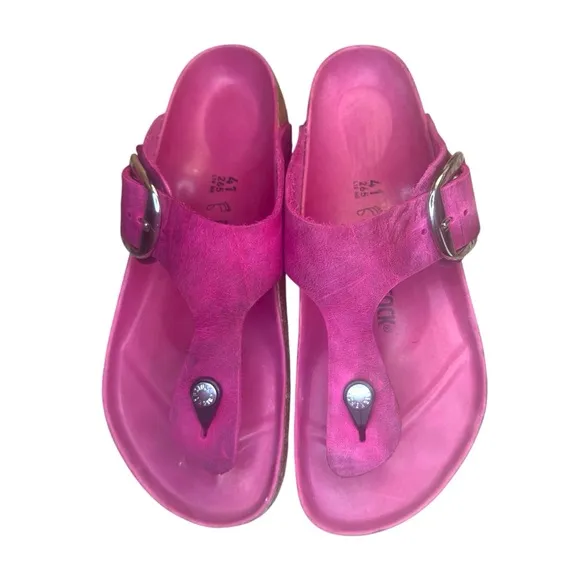 Birkenstock New w/out Box Gizeh Big Buckle Festival Fuchsia Oiled Leather Sz 41