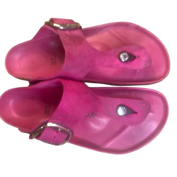 Birkenstock New w/out Box Gizeh Big Buckle Festival Fuchsia Oiled Leather Sz 41