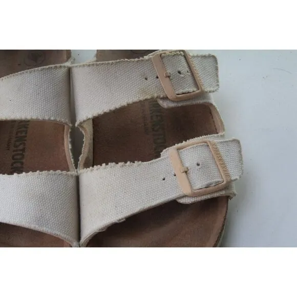 BIRKENSTOCK Vegan Arizona Two Strap Canvas Eggshell Sandals Shoes EU 41 L 10