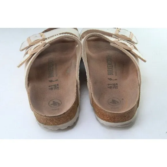 BIRKENSTOCK Vegan Arizona Two Strap Canvas Eggshell Sandals Shoes EU 41 L 10