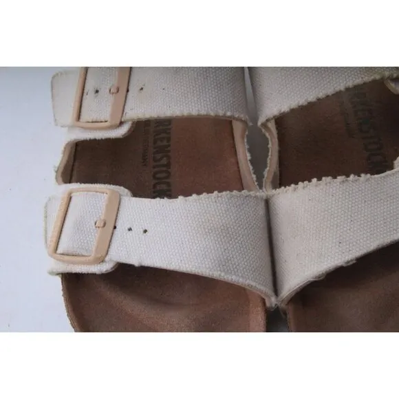 BIRKENSTOCK Vegan Arizona Two Strap Canvas Eggshell Sandals Shoes EU 41 L 10